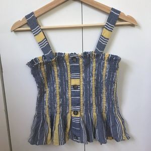 Smocked Button Down Tank Top